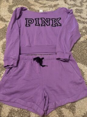 PINK Victoria's Secret Lavender Purple Lounge Shorts Set